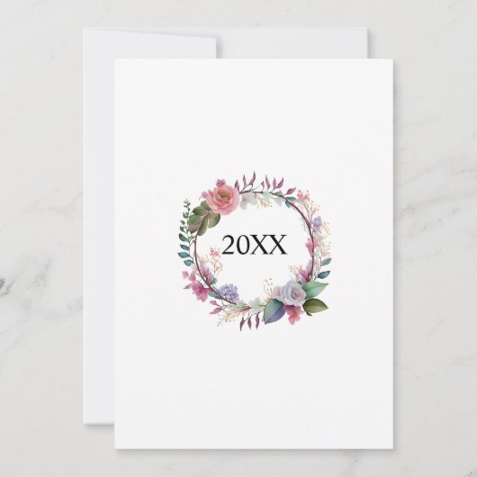 25th Silver Wedding Anniversary Floral 招待状 (裏面)