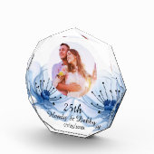 25th Soft Blue Floral Wedding Anniversary Keepsake フォトブロック (右)