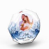 25th Soft Blue Floral Wedding Anniversary Keepsake フォトブロック (左)