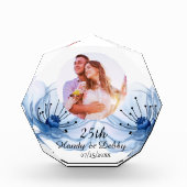 25th Soft Blue Floral Wedding Anniversary Keepsake フォトブロック (正面)
