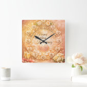 25th Wedding Anniversary スクエア壁時計 (ホーム)