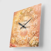 25th Wedding Anniversary スクエア壁時計 (傾斜)