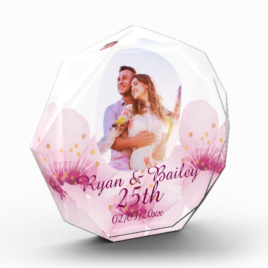 25th Wedding Anniversary Cherry Blossom Design フォトブロック (左)