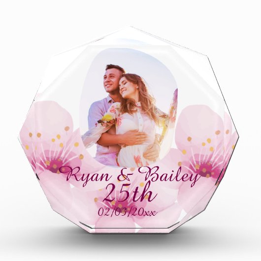 25th Wedding Anniversary Cherry Blossom Design フォトブロック (正面)
