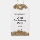25th Wedding Anniversary Gold Faux Glitter ギフトタグ (正面)