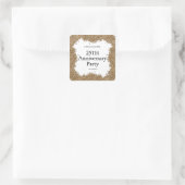 25th Wedding Anniversary Gold Faux Glitter  スクエアシール (バッグ)