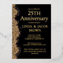 25th Wedding Anniversary Gold Faux Glitter 