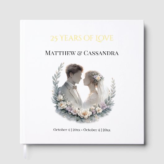 25th Wedding Anniversary Gold Foil Celebration ゲストブック (正面)