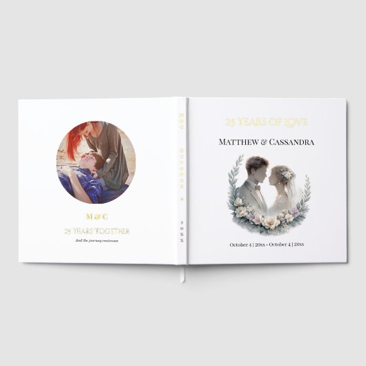 25th Wedding Anniversary Gold Foil Celebration ゲストブック (全面)