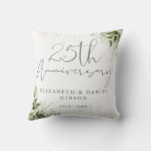 25th Wedding Anniversary Greenery Floral クッション (裏面)