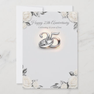25th Wedding Anniversary Greeting Card – Silver Ma シーズンカード