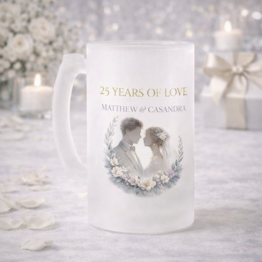 25th Wedding Anniversary Heirloom Celebration フロストグラスビールジョッキ