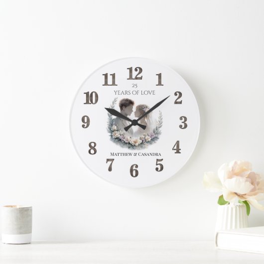 25th Wedding Anniversary Heirloom Celebration ラージ壁時計 (ホーム)