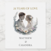 25th Wedding Anniversary Heirloom Celebration ワインラベル (シングルラベル)