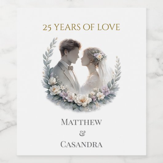 25th Wedding Anniversary Heirloom Celebration ワインラベル (シングルラベル)