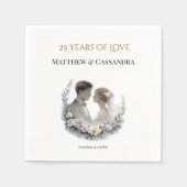 25th Wedding Anniversary Heirloom-Like Celebration スタンダードカクテルナプキン (正面)