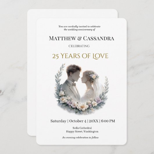 25th Wedding Anniversary Heirloom-Like Celebration 招待状 (正面/裏面)