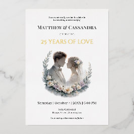 25th Wedding Anniversary Heirloom-Like Celebration 箔シーズンカード