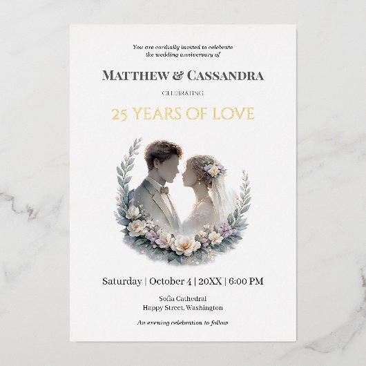 25th Wedding Anniversary Heirloom-Like Celebration 箔シーズンカード (正面)