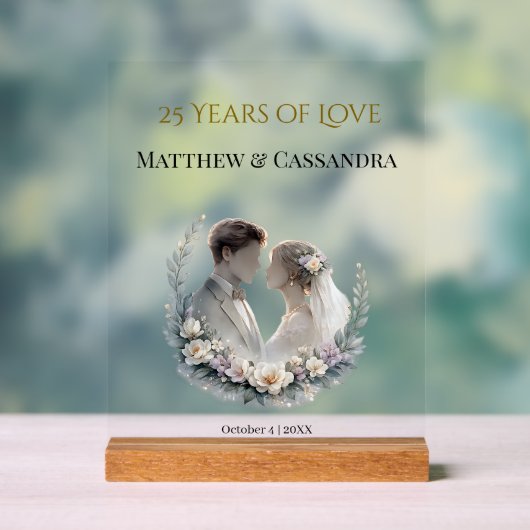 25th Wedding Anniversary Heirloom-Like Keepsake アクリルサイン (ニュートラル)