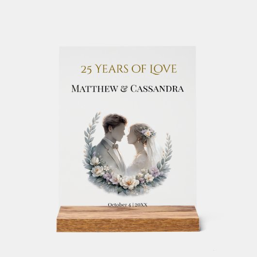 25th Wedding Anniversary Heirloom-Like Keepsake アクリルサイン (正面)