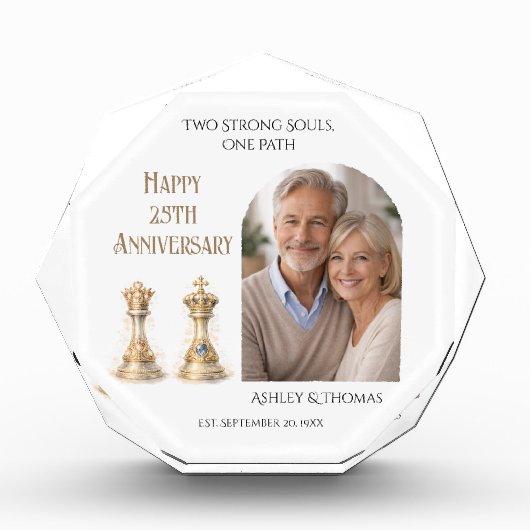 25th Wedding Anniversary King Queen Gift Keepsake フォトブロック (正面)