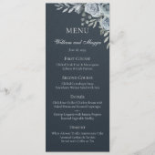 25th Wedding Anniversary Navy Floral Elegant Menu  メニュー (正面)