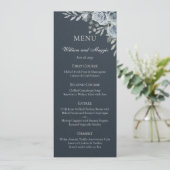 25th Wedding Anniversary Navy Floral Elegant Menu  メニュー (スタンド正面)