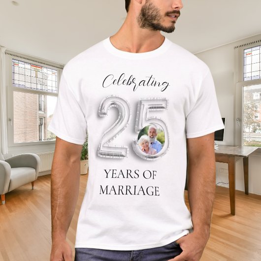 25th wedding anniversary photo silver tシャツ