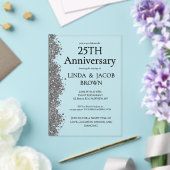 25th Wedding Anniversary Silver Faux Glitter  アクリル招待状 (インサイチュ (ウェディング))