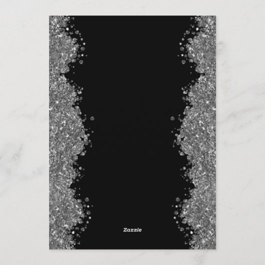 25th Wedding Anniversary Silver Faux Glitter  招待状 (裏面)
