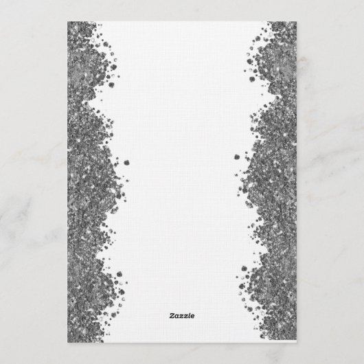 25th Wedding Anniversary Silver Faux Glitter  招待状 (裏面)
