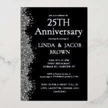 25th Wedding Anniversary Silver Faux Glitter 