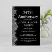 25th Wedding Anniversary Silver Faux Glitter  箔招待状 (立ち正面)