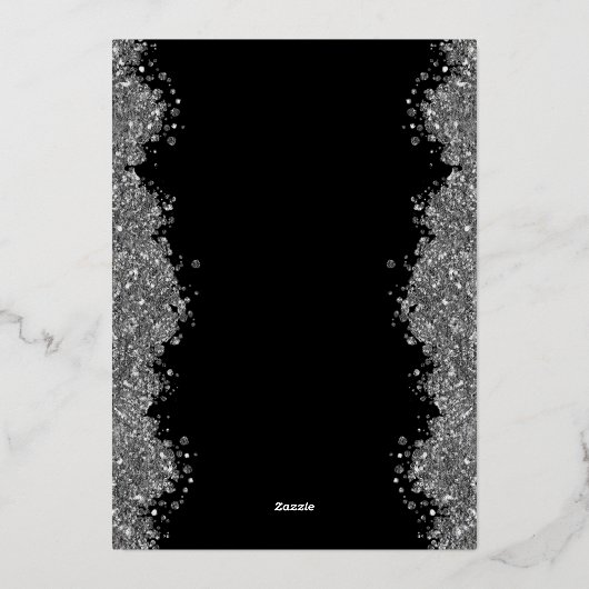 25th Wedding Anniversary Silver Faux Glitter  箔招待状 (裏面)