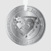 25th Wedding Anniversary Silvery Heart オーナメント (裏面)