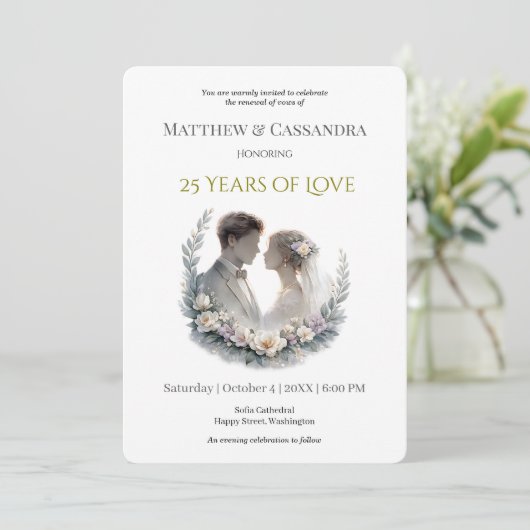 25th Wedding Anniversary Vow Renewal 招待状 (スタンド正面)