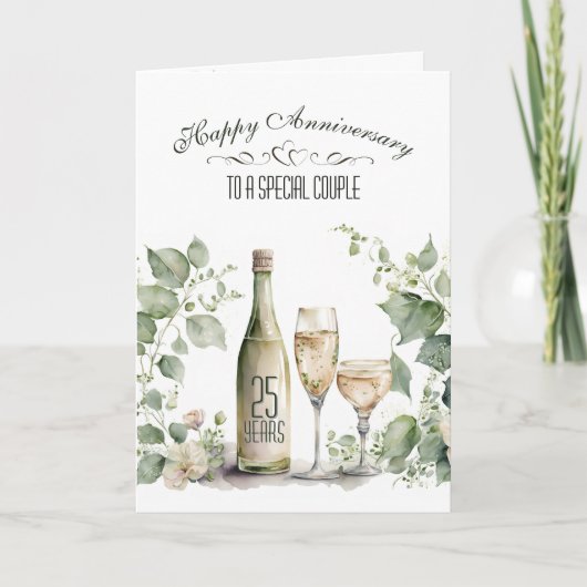 25th Wedding Anniversary Wine and Ivy   カード (正面)