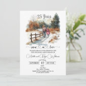 25th Wedding Anniversary Winter Landscape Romantic 招待状 (スタンド正面)