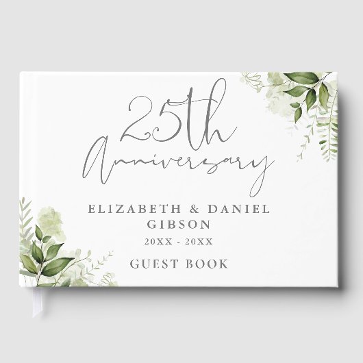 25th Wedding Silver Anniversary Floral Greenery ゲストブック (正面)