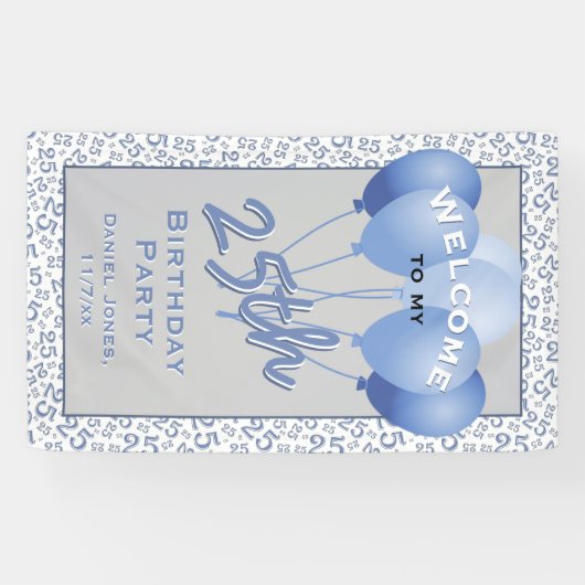 25th Welcome Blue/White Random Number Pattern 横断幕 (横)