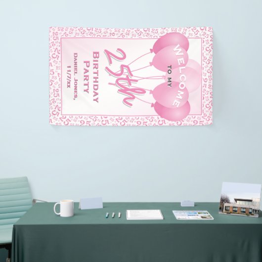[25th Welcome Pink & White Random Number Pattern 2 横断幕 (トレードショー)
