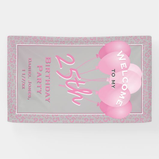 [25th Welcome Pink & White Random Number Pattern 2 横断幕 (横)