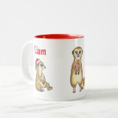 '25ver. Cute 4 Meerkats Christmas Holiday Mug ツートーンマグカップ (正面左)