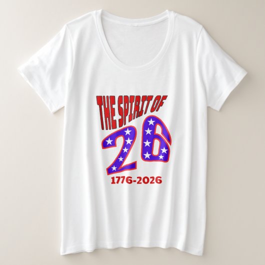 26の精神1776-2026 プラスサイズTシャツ (デザイン正面)