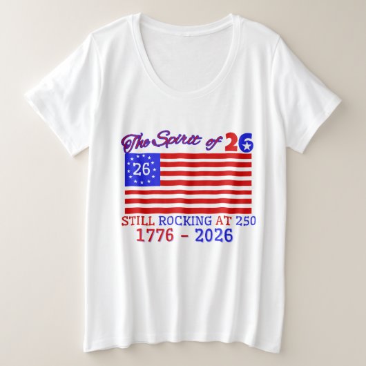 26の精神:まだ250で揺れる プラスサイズTシャツ (デザイン正面)