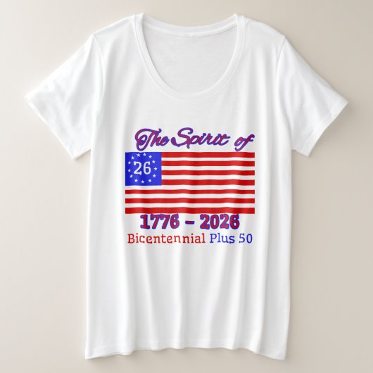 26の精神:200年プラス50 プラスサイズTシャツ (デザイン正面)
