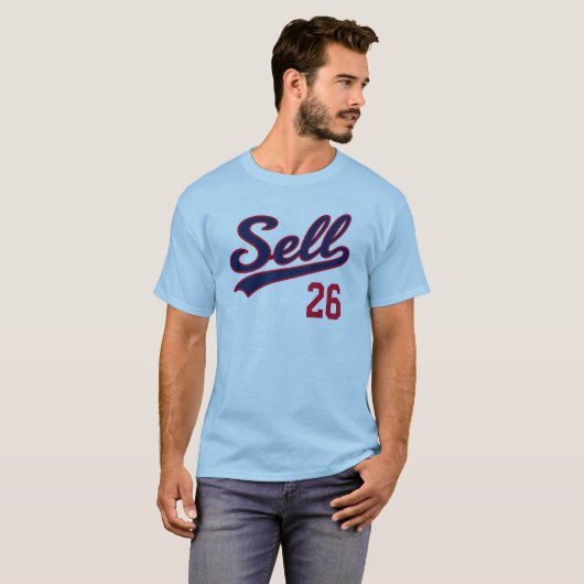 26を売り込め 面白い野球ファンのデザイン Tシャツ (正面フル)