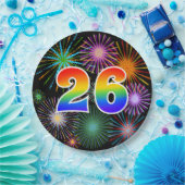 26イベント-おもしろいカラフル、はっきりした、虹26 ペーパープレート (パーティー)