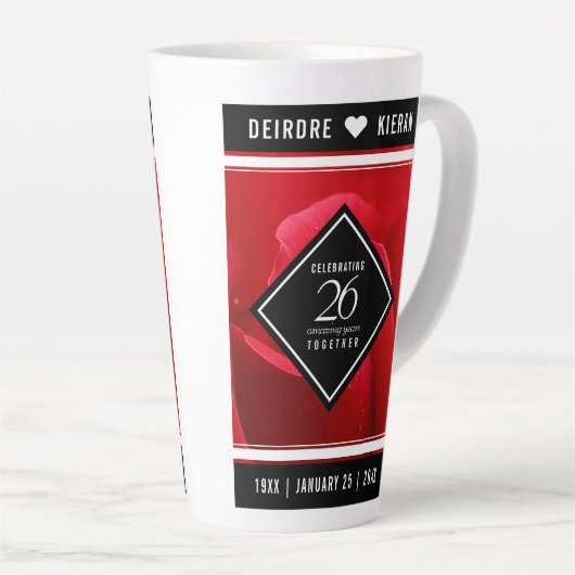 26エレガントバラ結婚記念日お祝い カフェラテマグ (右アングル)